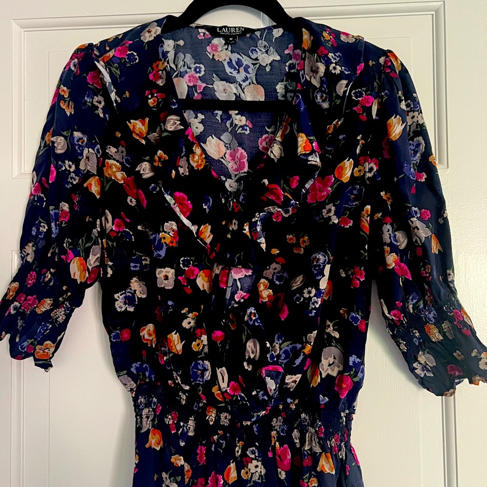 Silk floral peplum blouse by Ralph Lauren